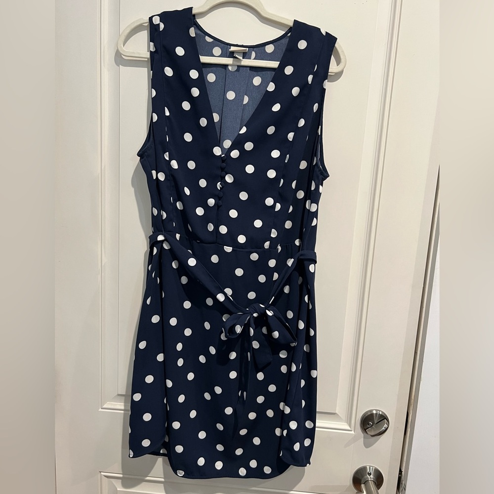 Navy and White Polka Dot Dress XXL